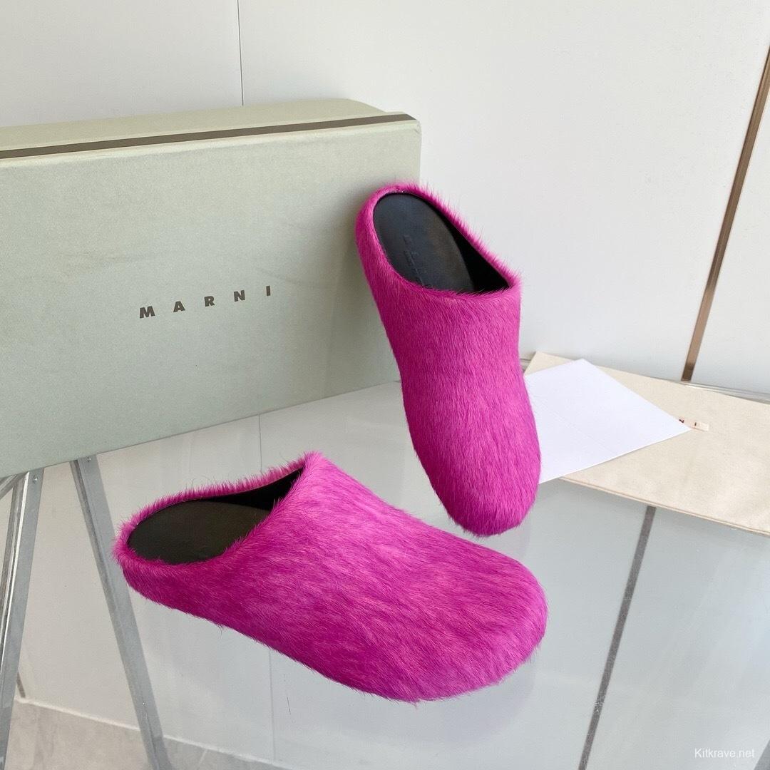 Marni 2025/SS Mule Shoes with Pony Hair Design - LY00