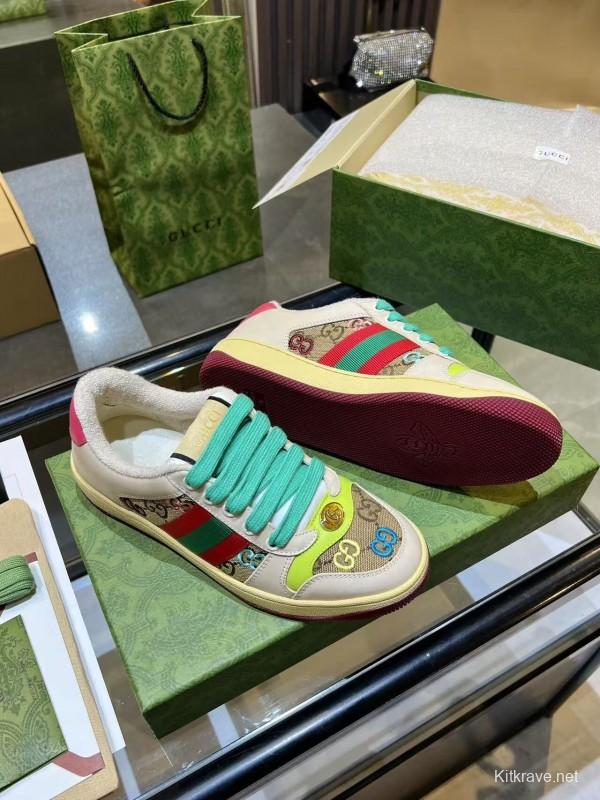 Gucci Distressed Sneakers 2025 SS Retro Design with Metal GG Logo - AS00270