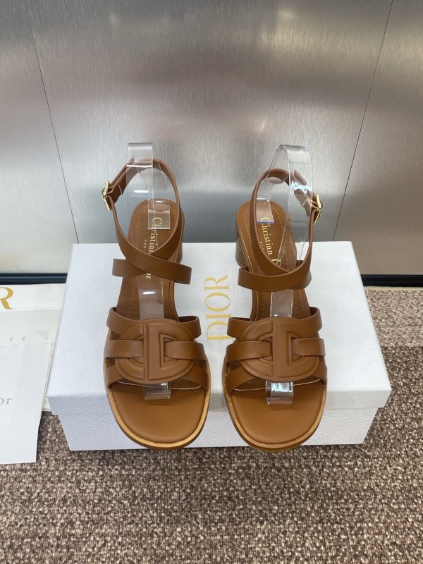 Dior D-Club Jelly Color Hollow Layered Cross Strap Mid Heel Women Shoes - KFY00290