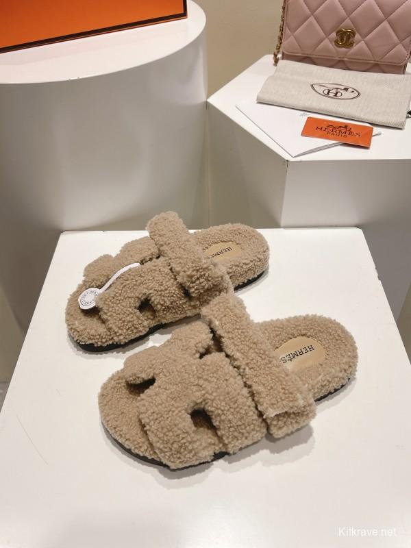 H Love Erjiu Full Fur Slippers Granule Fur Style - LY00300