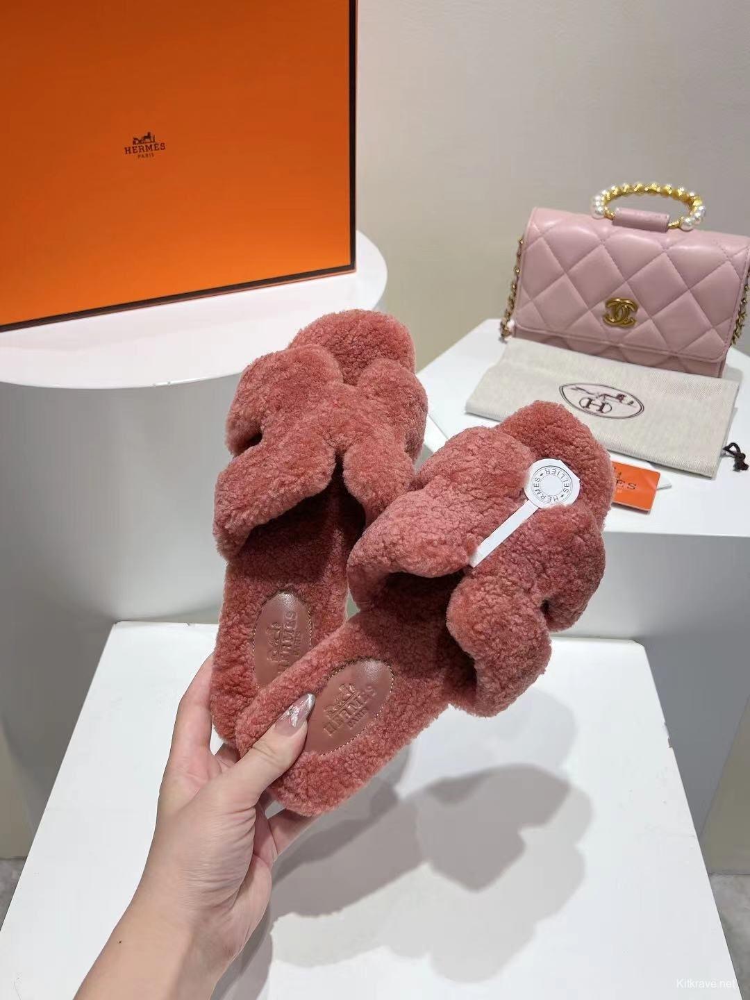 Hermès Teddy Wool Flat Slippers - LY00240