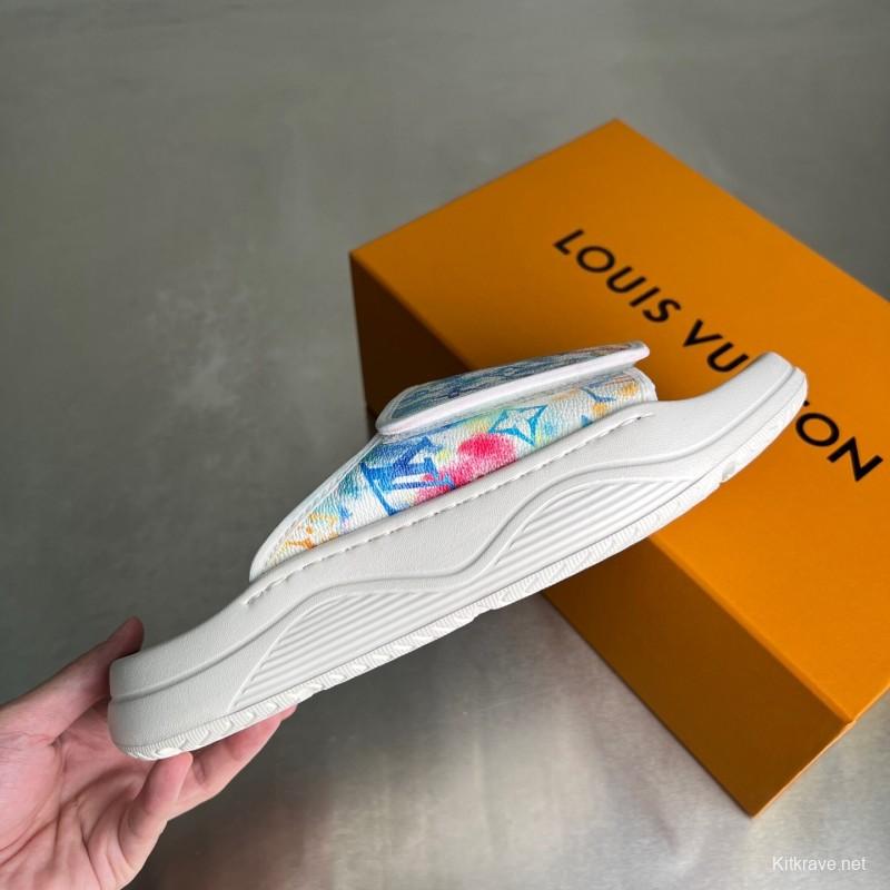 Louis Vuitton Miami Mule Slip-On Sandals with Velcro Strap - YC