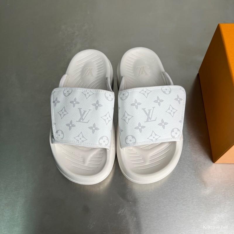 Louis Vuitton Miami Mule Slippers with Hook and Loop Closure - YC