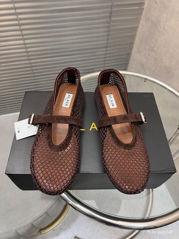 ALAIA 2025/SS New Color Mesh Flat Sandals Single Shoes - KFY00270