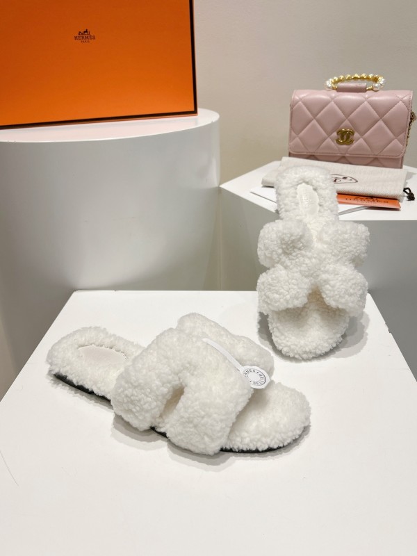Hermès Teddy Wool Flat Slippers - LY00240