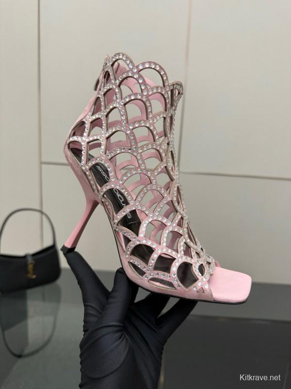Sergio Rossi Mermaid Sandals 2025 SS Collection Elegant Fishnet High Heels - KFY00470