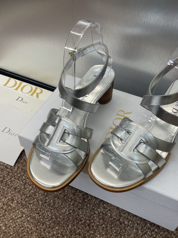 Dior D-Club Jelly Color Hollow Layered Cross Strap Mid Heel Women Shoes - KFY00290