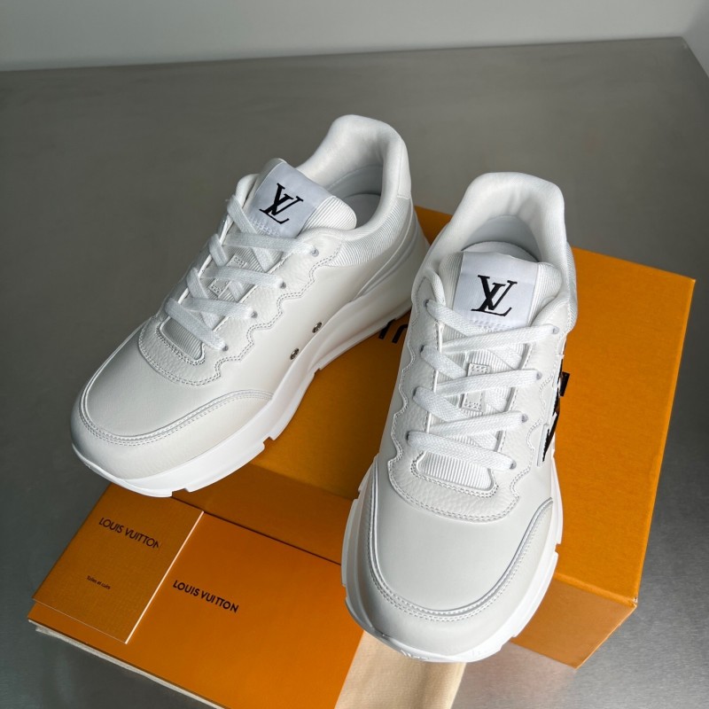 Lv Classic Leather Round Toe Lace-Up Low Top Casual Shoes - YC