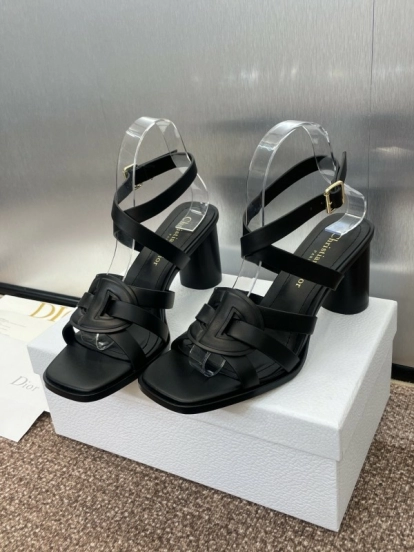 Dior D-Club Jelly Color Hollow Layered Cross Strap High Heel Women's Shoes - KFY00290