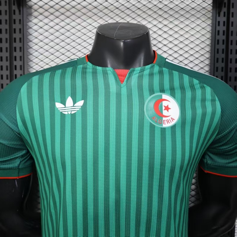 Player Version 2026 Algeria Home Green with Vertical Stripe Pattern Jersey