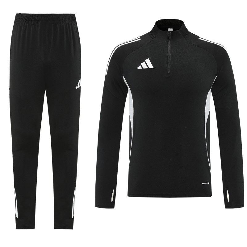 25/26  Adidas Black Full zipper Jacket Tracksuit+ long pants