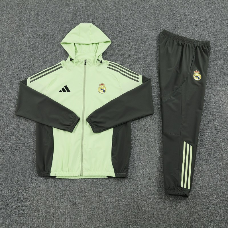 25/26 Real Madrid Mint Green Full zipper Jacket Tracksuit+ long pants
