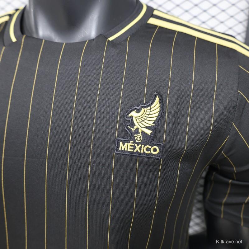 2026 Player Version Mexico Black with Gold Pinstripes Jersey