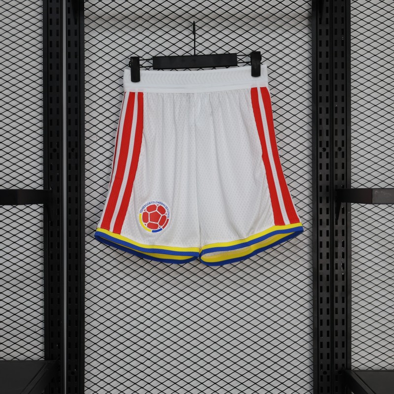 2026 Player Version Colombia White with Red Side Stripes Shorts