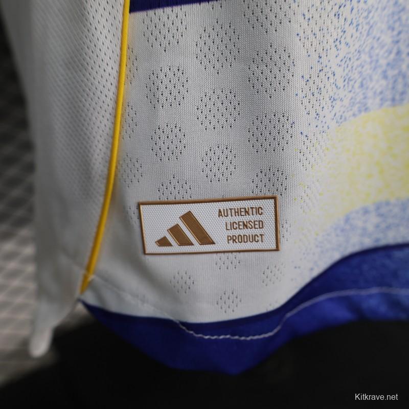 25/26 Player Version Boca Juniors White with Blue and Yellow Gradient Horizontal Stripes Jersey