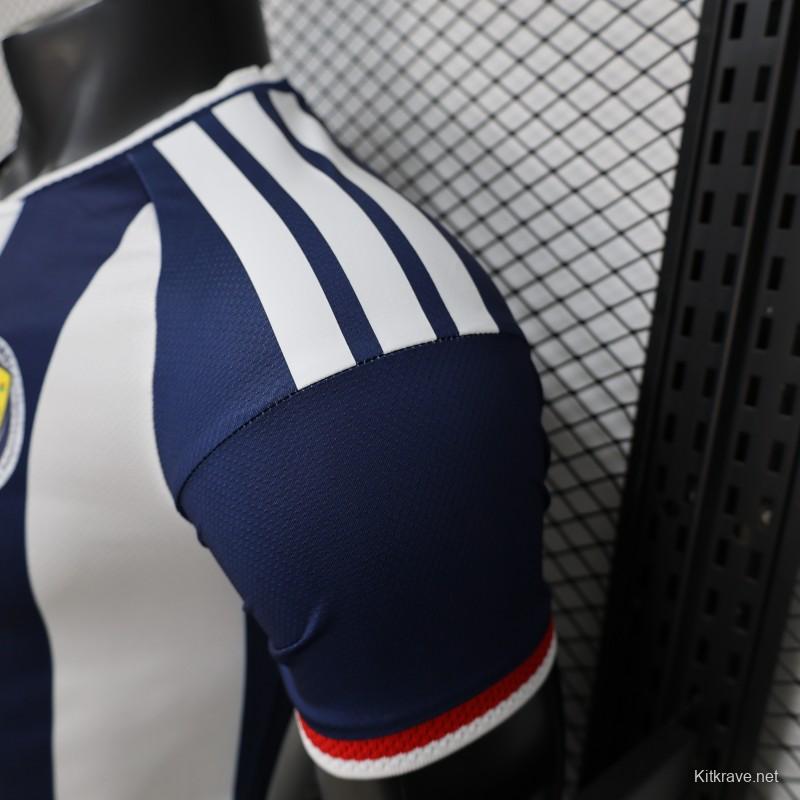 Player Version 2027 Scotland Away White/Navy Vertical Stripes Jersey