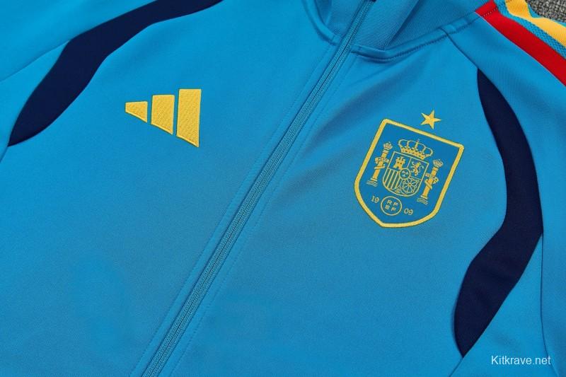 26/27 Spain Light Blue Full Zipper Jacket Tracksuit + Long Pants