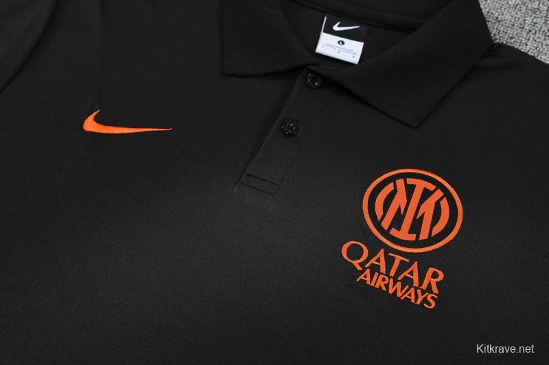 26/27 Inter Milan Black Polo Training Shirt + Long Pants Tracksuit