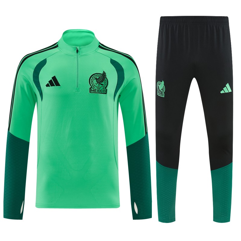 26/27  Mexico Green Half Zipper Jacket Tracksuit  + Long Pants