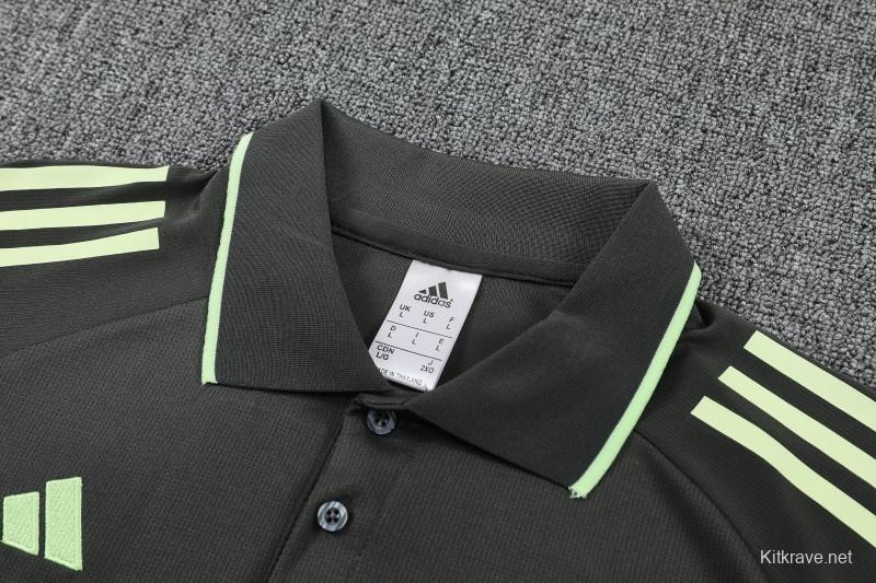 26/27 Real Madrid Black  Polo Training Shirt + Long Pants Tracksuit