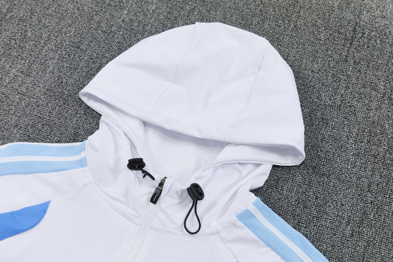 26/27 Argentina  White Full Zipper Hooded Jacket Tracksuit + Long Pants