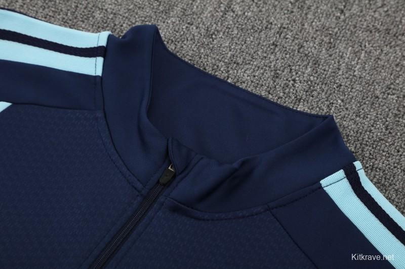 26/27  Argentina Navy Blue  Half  Zipper Jacket Tracksuit + Long Pants