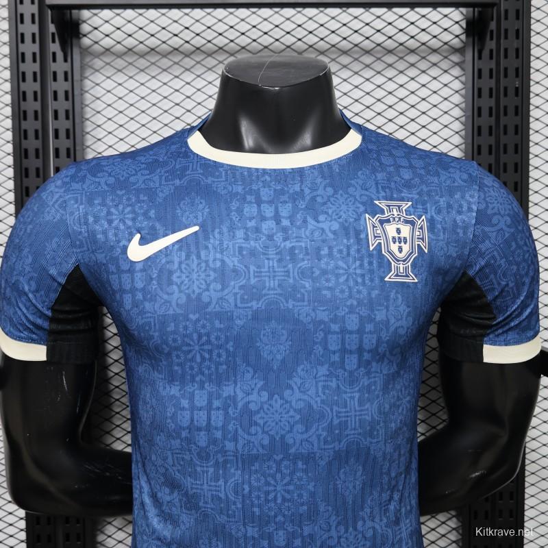 Player Version 2027 Portugal Away Blue with Jacquard Pattern Jersey