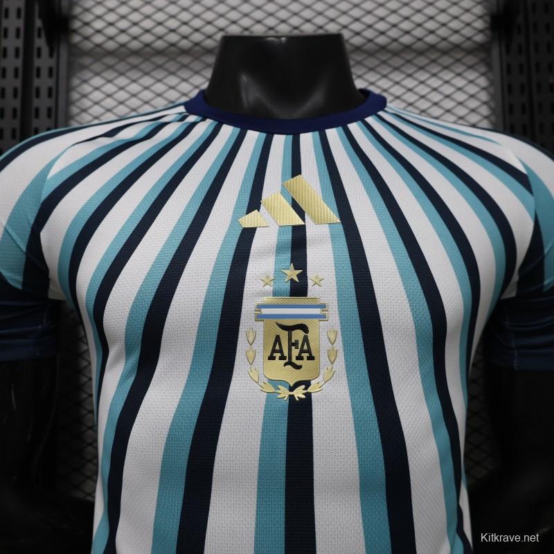 Player Version 2026 Argentina White Light Blue Dark Blue Radial Stripe Special Edition Jersey