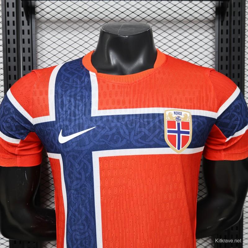 Player Version 2026 Norway Red & Blue with Flag Cross Pattern Home Jersey