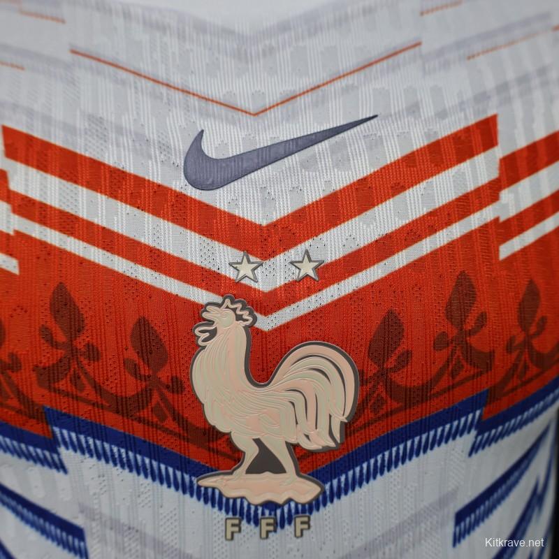 Player Version 2026 France Away White with Red & Blue Chevron Stripe Special Edition Jersey