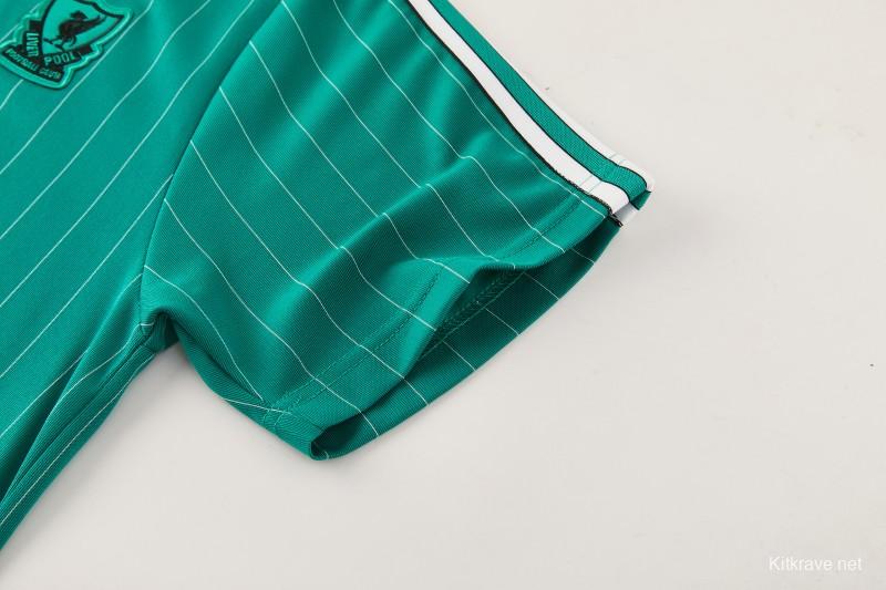 26/27 Liverpool   Green Pinstripe  Short Sleeve+Soccer Shorts