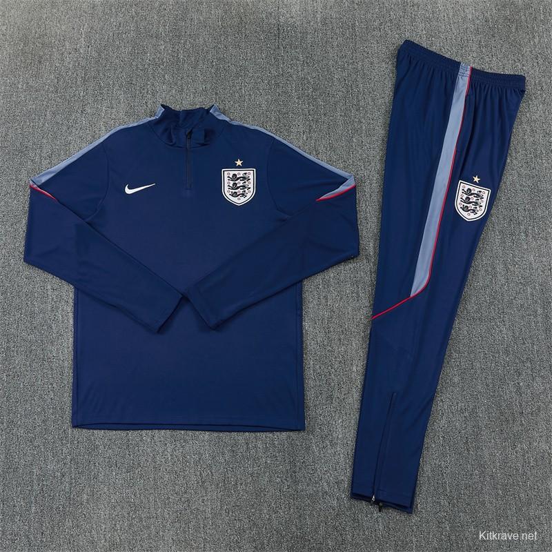 2026 England Navy Blue  Half Zipper Jacket Tracksuit + Long Pants (Nike)