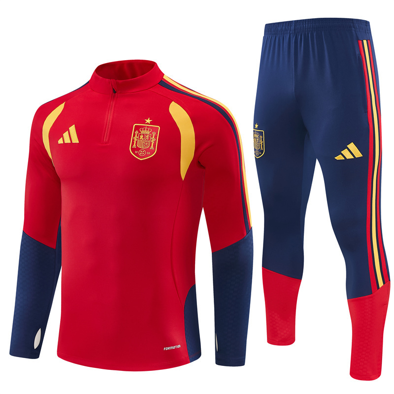 26/27 Spain Home Red Half Zipper Jacket Tracksuit + Long Pants