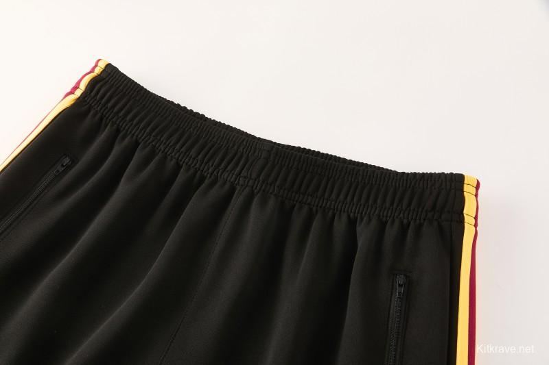 2026/27 AS Roma Burgundy & Gold Full Zipper Jacket Tracksuit +Black  Long Pants