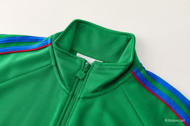 26/27 Adidas Originals Green  Full Zipper Jacket Tracksuit + Royal Blue  Long Pants