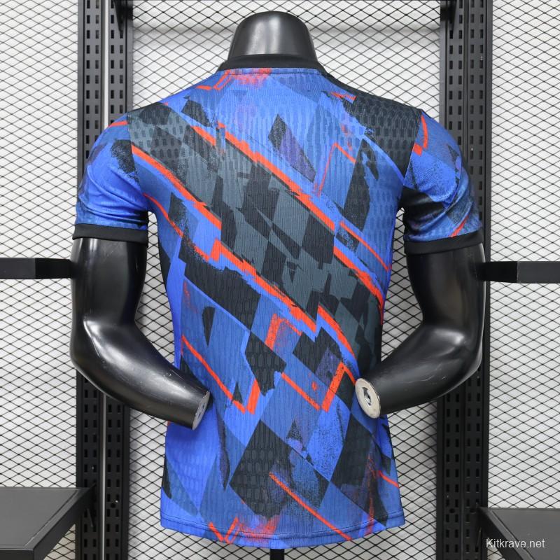 Player Version 2026 Croatia Third Special Edition Blue with Abstract Geometric Brushstroke Pattern Jersey
