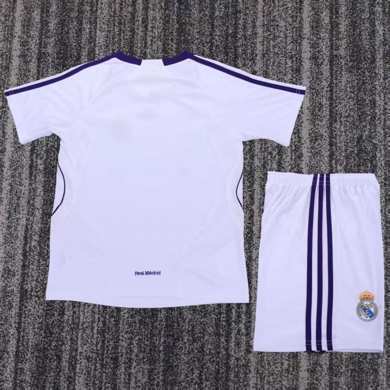 Retro 2007/08 Kids Real Madrid White & Purple Home Jersey