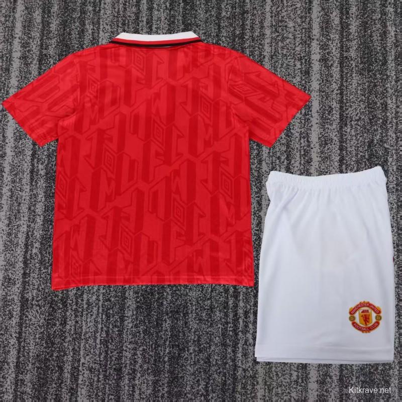 Retro Kids 92/94 Manchester United Red Home Jersey