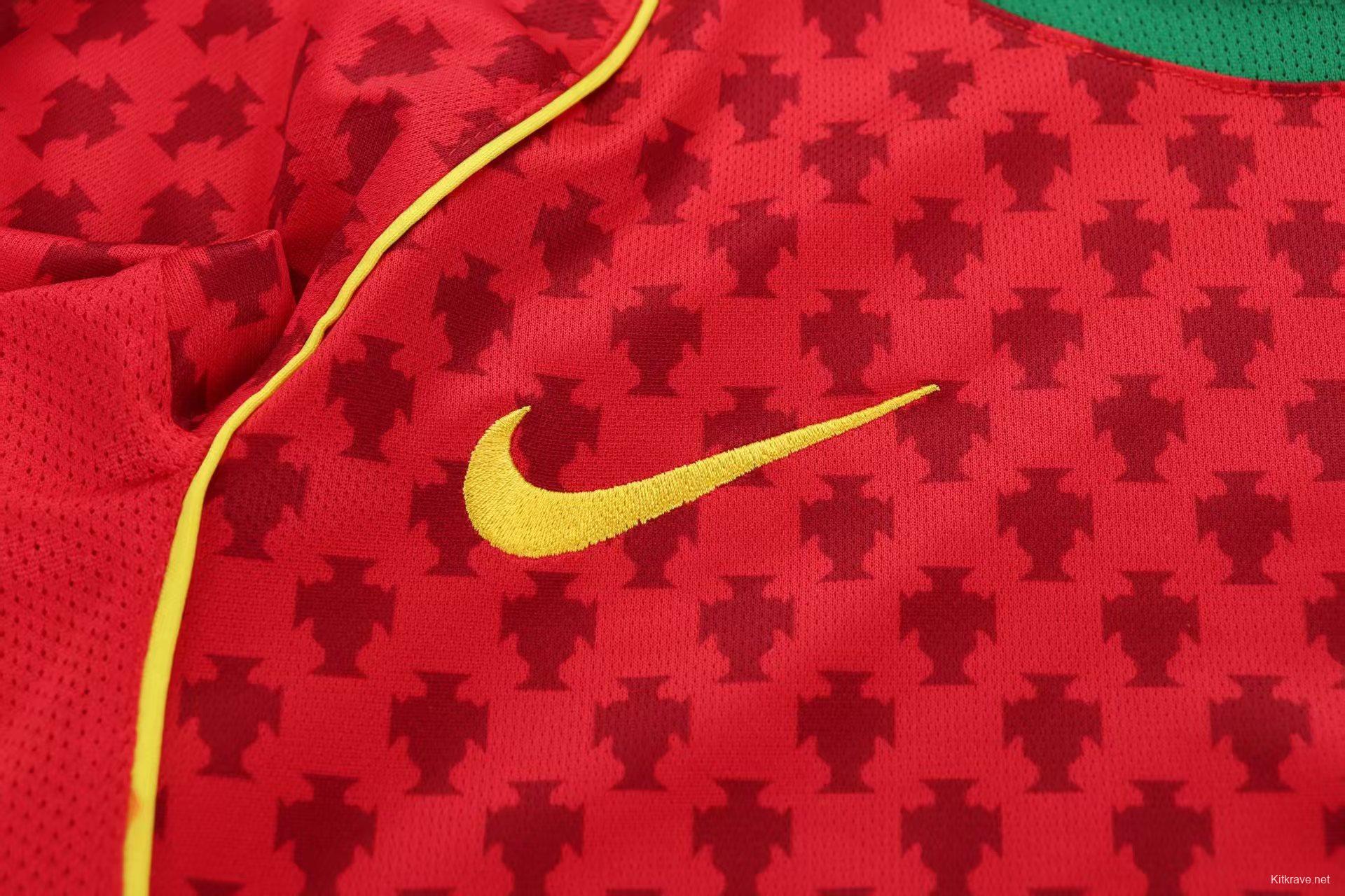 Retro 2004 Kids Portugal Home Long Sleeve Jersey