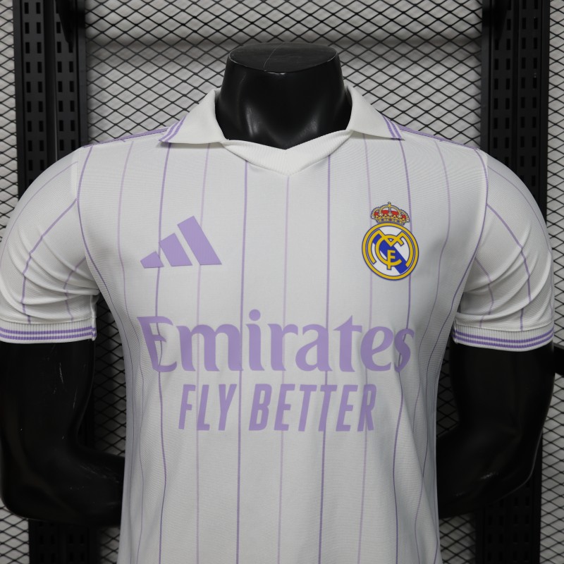 Player Version 26/27 Real Madrid Home White with Purple Pinstripe Jersey