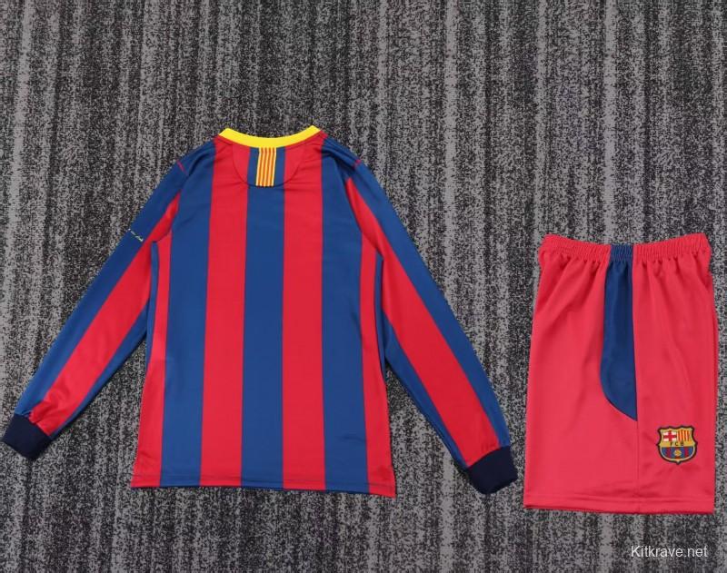 Retro Kids 10/11 Barcelona Red Blue Home Long Sleeve Jersey