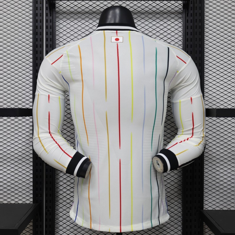 Player Version 2026 Japan Special Edition White with Rainbow  Pinstripe Long Sleeve Jersey