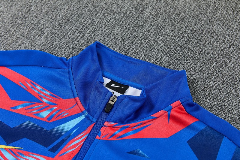 26/27 FC Barcelona Blue with Red  Full Zipper Jacket Tracksuit + Long Pants