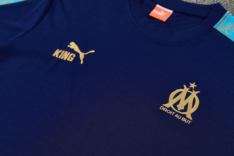 26/27 Olympique de Marseille Navy Blue Short Sleeve Tracksuit + Long Pants