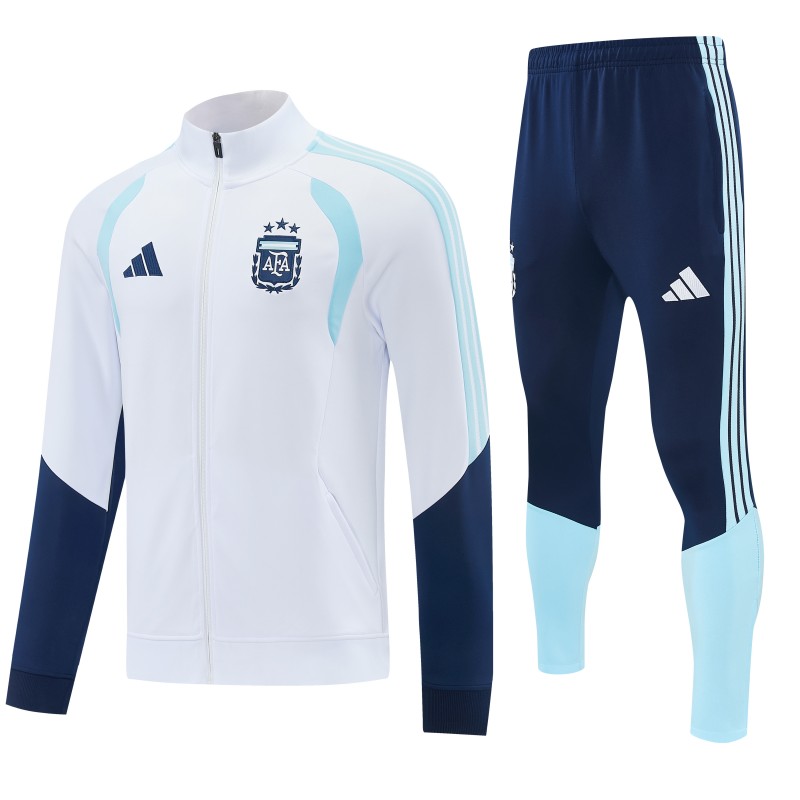 26/27 Argentina White & Navy Blue Zipper Jacket Tracksuit + Long Pants