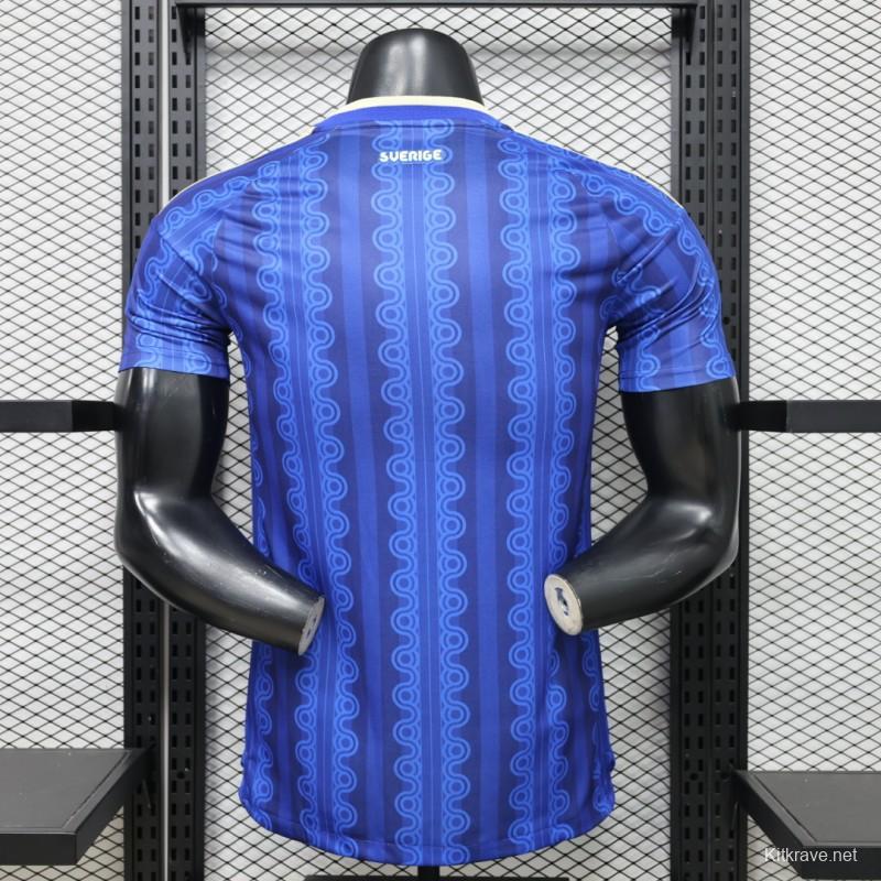 Player Version 2026 Sweden Blue with Tonal Chain Stripe  Away Jersey