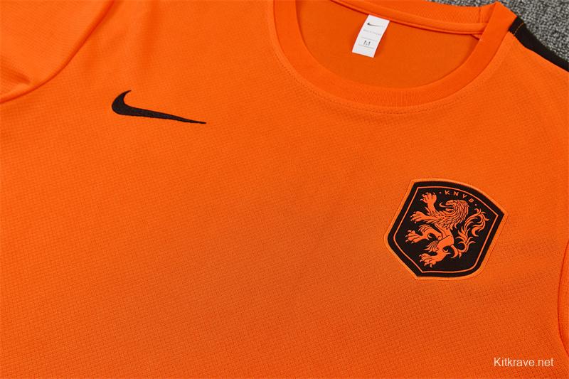 26/27 Netherlands Home Orange Short Sleeve + Soccer Shorts