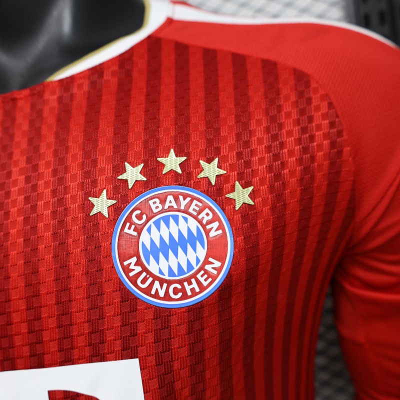 Player Version 26/27 FC Bayern Munich Red-on-Red Diagonal Stripe  Long Sleeve Jersey
