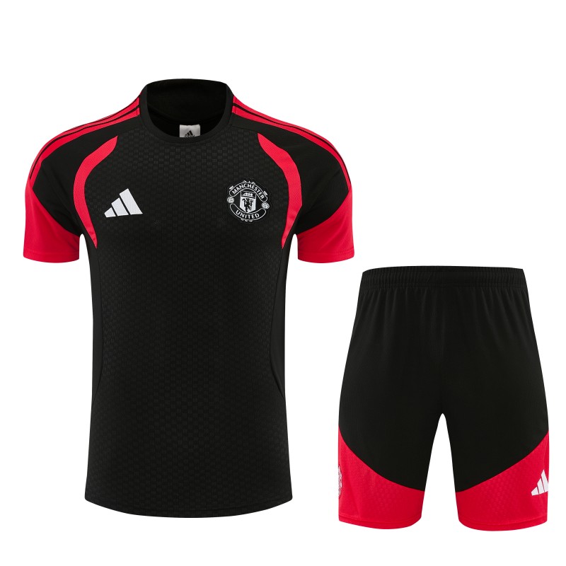 26/27 Manchester United Black &Red Short Sleeve+Soccer Shorts