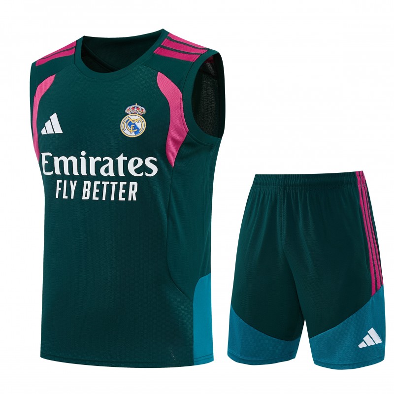 26/27 Real Madrid Dark Green Sleeveless Training Vest +Shorts Set